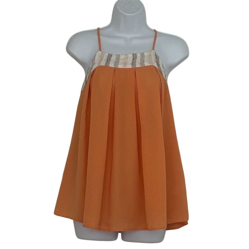 Doe & Rae Women's Orange Cami Top Size S Scoop Neck Spaghetti Straps